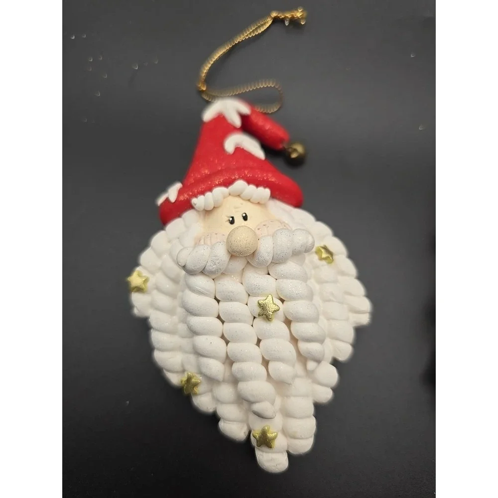 Christmas Clay Santa‎ Ornaments Set of 3